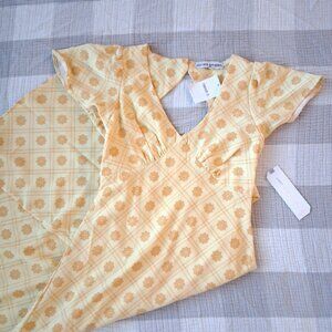 Yellow Floral midi dress